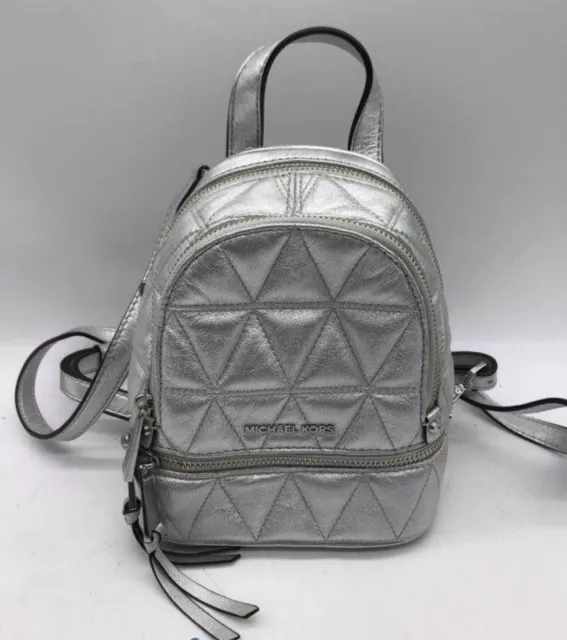 MICHAEL KORS Rhea Mini Metallic Quilted Leather Backpack