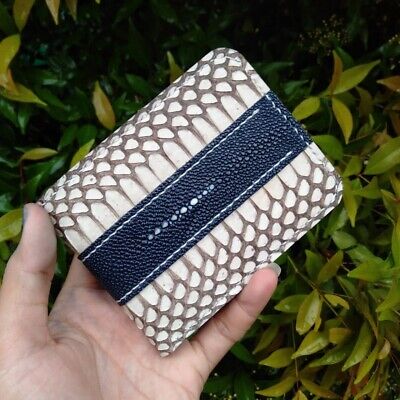 Wallet made of genuine stingray skin HANDMADE stitching gray color