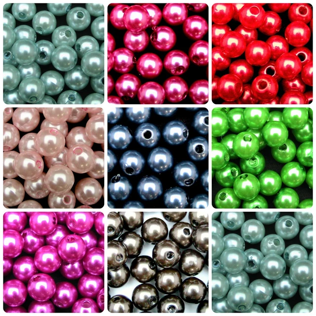 100 Pcs - 8mm Acrylic Round Faux Pearl Beads Plastic Kids Craft Beading ML