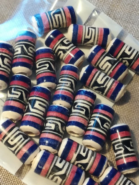 Keramikperlen Peru 21 St. Basteln Walzen Schmuck Peru Schmucksteine