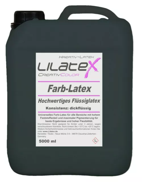 Lilatex 5 Liter dickflüssiges Flüssiglatex Latexmilch - Farb-Latex Schwarz