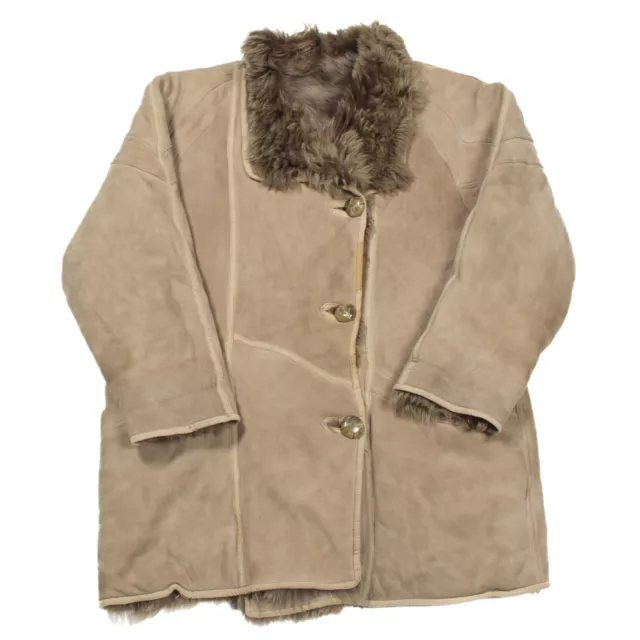 Vintage Shearling Pelz Jacke Groß Y2k Penny Spur Jacke Schafsfell 51AC