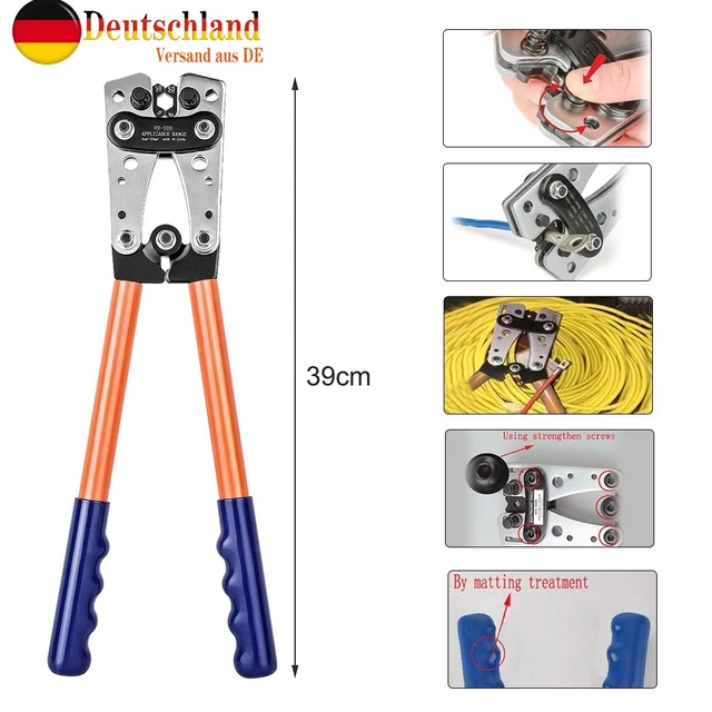 Presszange Crimpzange 6-50mm² Rotationsspannbacken für Kabelschuhe