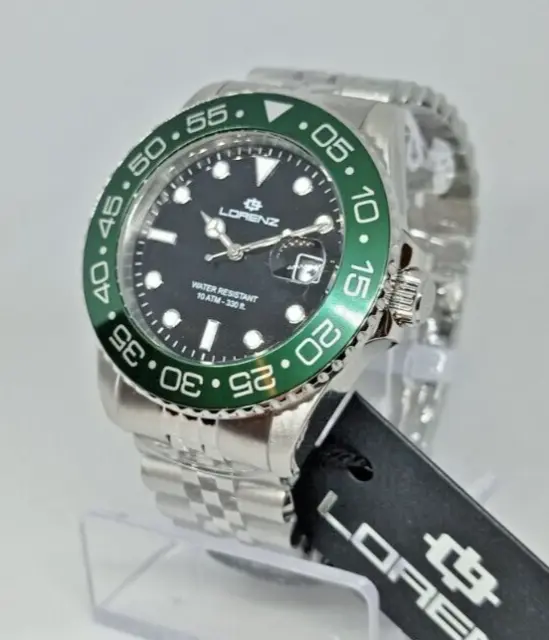 Orologio Uomo Lorenz Diver Professional Ghiera Verde Girevole, Bracciale Jubilee