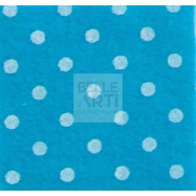 Panno Lenci 1 Mm 30X40 Cm Turchese/Bianco A Pois