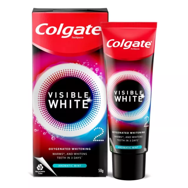 Colgate Visible Blanco O2 Dientes Pasta Dental Blanqueadora 50gm, Blanquea En 3