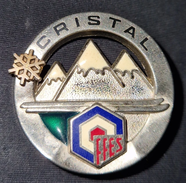 Insigne Broche ESF (École Du Ski Français) En Cristal Signé Fournier - Occasion - Doré