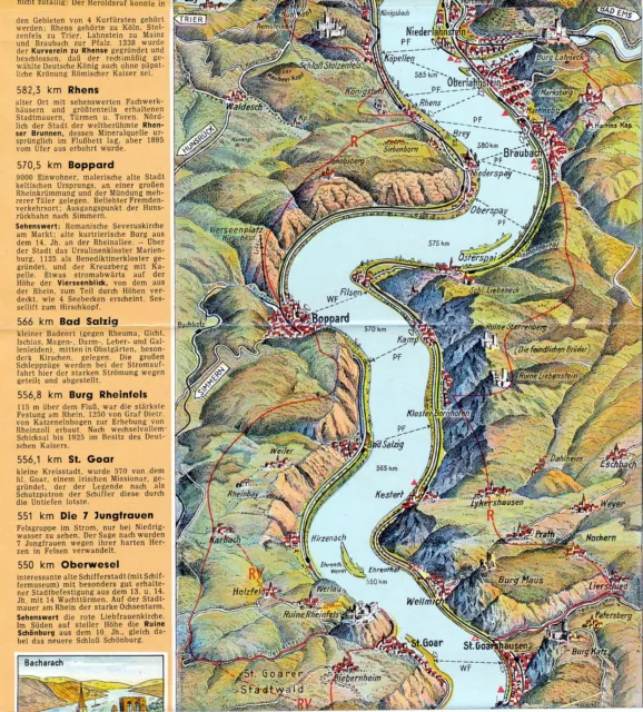 Rhein 1958 orig. Teil-Leporello St. Goar Boppard Oberlahnstein Wellmich Salzig