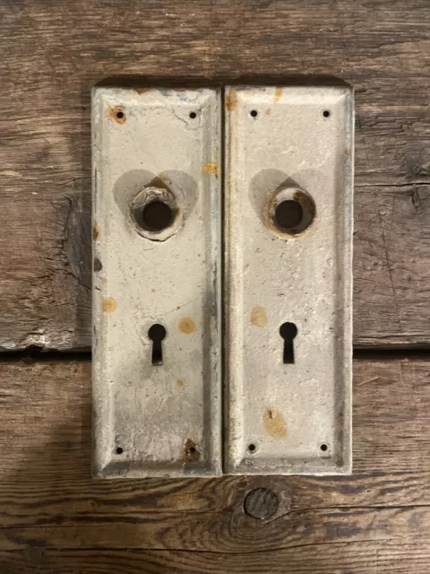 PAIR Antique/Vintage Door Plates, Backplates, Escutcheon, Knob, Back Plate