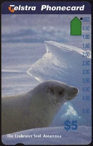 💫1996 | Australia Telstra Antarctica 'Seal' N962612 | $10 phonecard  1️⃣ HOLE💫