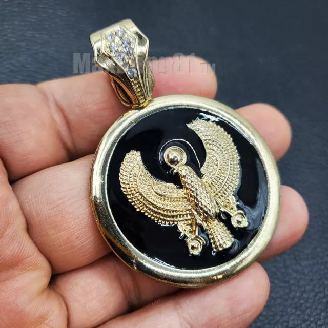 Gold Plated Hip Hop Egyptian Horus Bird Fashion Bling Medal Charm Pendant 3