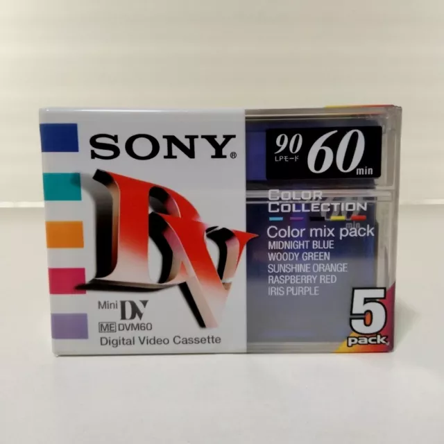 Sony Mini DV Digital Video Cassette Sealed 5 Pack Color Collection 60 Minutes 3