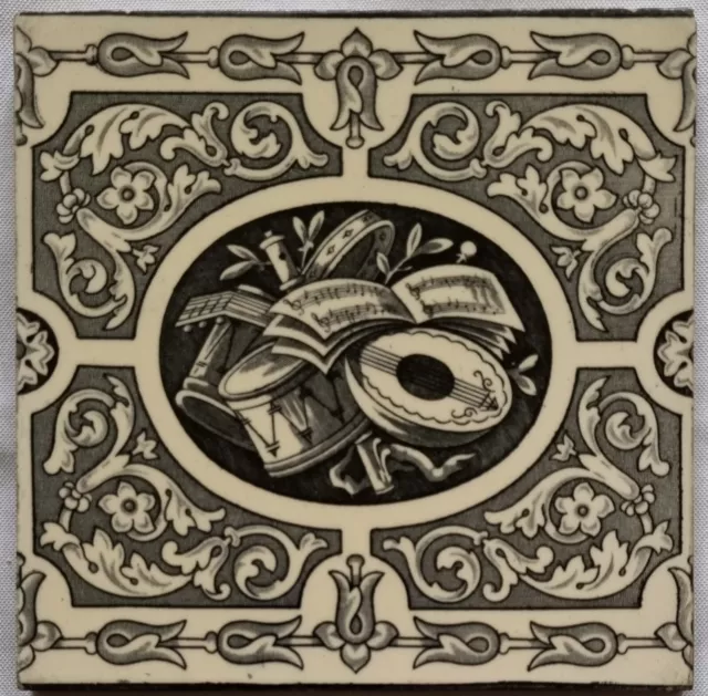 Victorian Transfer Printed Musical Tile. C1886. Mintons Hollins.