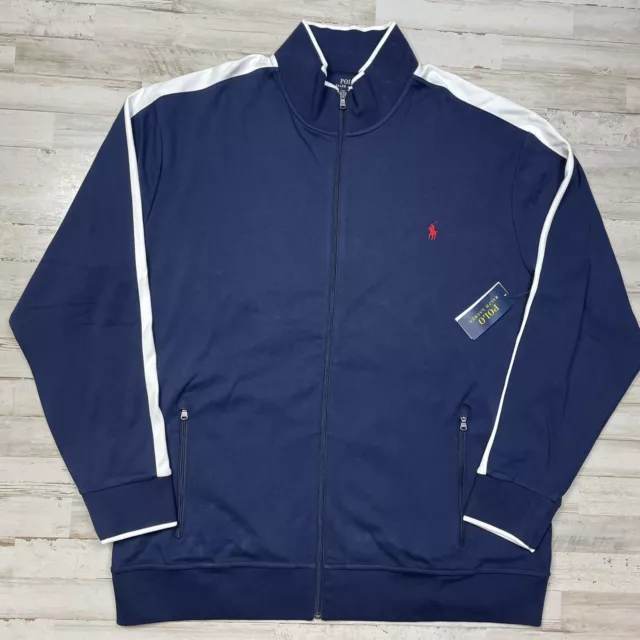 Polo Ralph Lauren Men’s Big & Tall Cotton Track Jacket Navy White Size 2XLT NWT