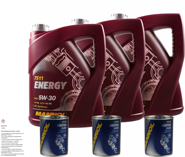 15L Olio Motore MANNOL Energia 5W-30 3x MANNOL Motore Rosso Additivo