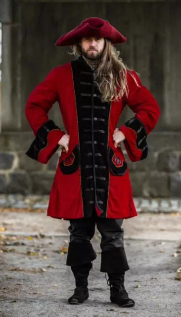 Gotico Medioevo LARP teatro pirata nobile velluto cappotto gonna da passeggio costume