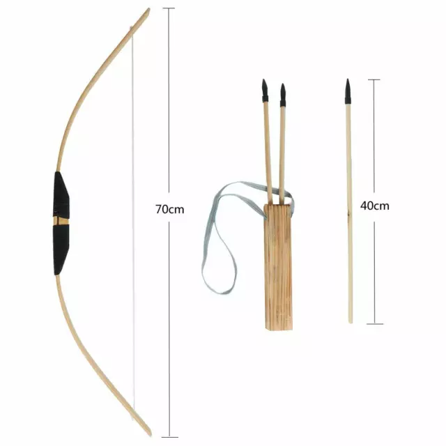 Handmade Wood Bow and Arrow, Quiver Set for Kids Gift Outdoor Target Practice 2