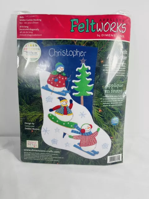 Dimensions NIP Applique Feltworks #8161 Debbie Mumm Winter Stocking Games