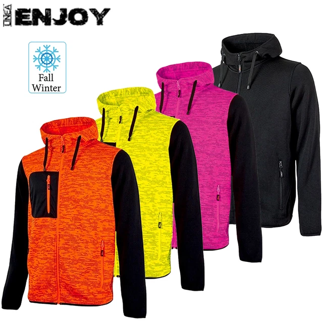 Felpa Pile con Cappuccio INVERNALE Multitasche U-POWER Lavoro Uomo Donna RAINBOW