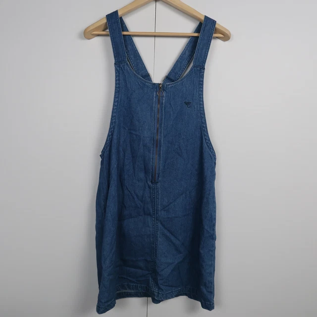 Element Womens Denim Top Size 14 Blue Logo Sleeveless Overall Style Zip