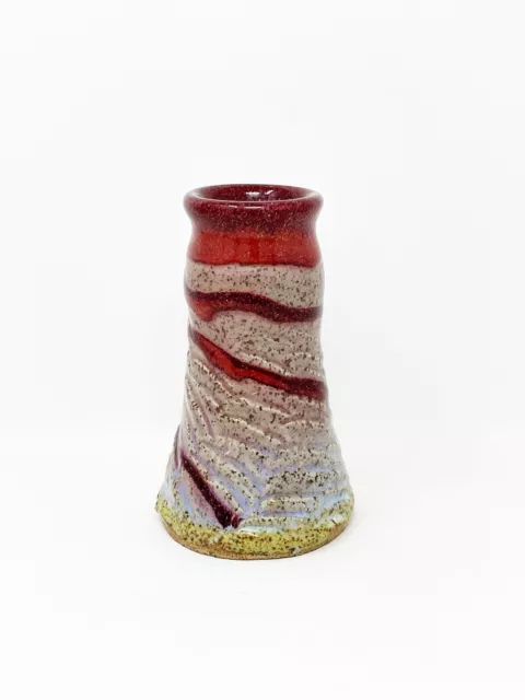 Studio Art Pottery Vase Stoneware Speckled Multicolour Glaze Artist Chop Mark MZ