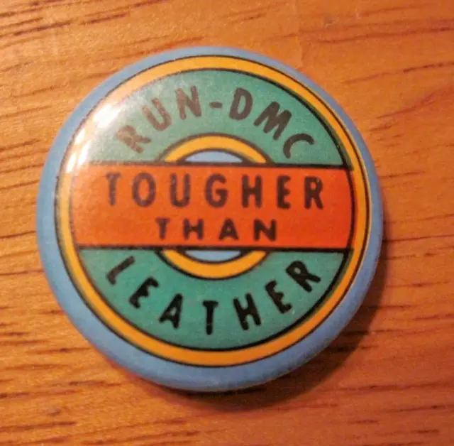 RUN DMC hip hop rap vintage RARE promo record store button badge pin Tougher