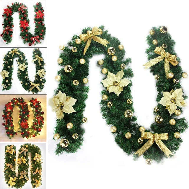 1 pieza corona de Navidad luminosa guirnalda árbol puerta riel fiesta decoración