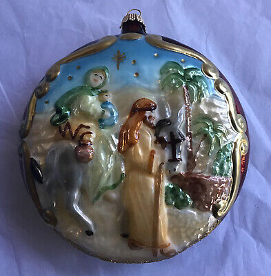 Vintage Krebs Glas Lauscha Handmade Glass, Mary & Joseph, 5” Ornament W/ Box