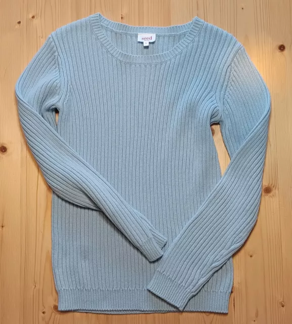 Seed Heritage Knit Jumper Ladies Baby Blue Size 10 - 100% Cotton