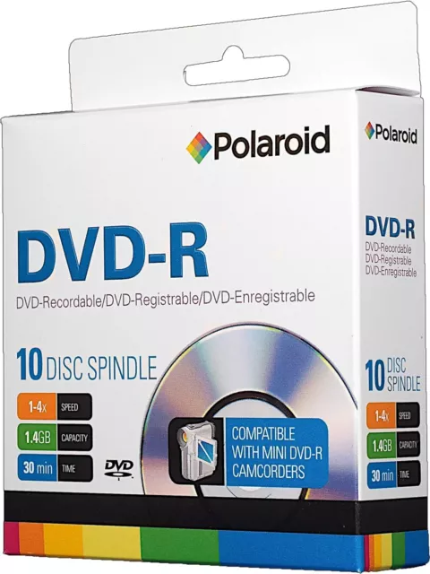 Véritable Polaroid 10 Disque Broche Dvd-R ,1-16x,4.7GB,120 Minutes / 15z