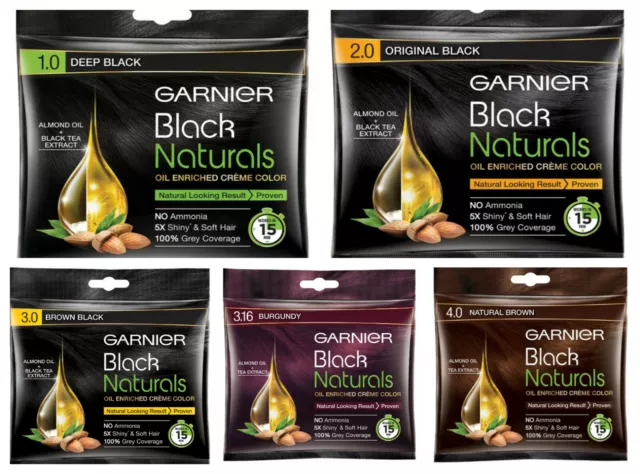 New Garnier Black Naturals Oil Enriched Crème Hair Color 20g + 20ml In 5 Shades