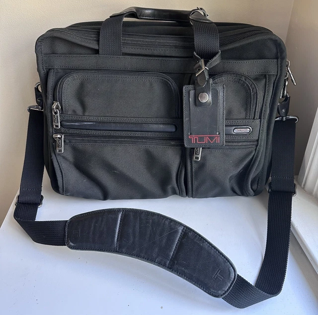 TUMI ALPHA EXPANDABLE Black Ballistic Nylon Briefcase Work Laptop