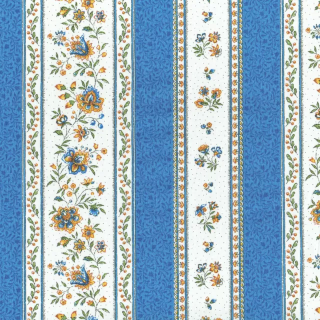 Textiles English Tissu Provençal GORDES Cornfleur Bleu & Blanc par 1/2 mètre 2