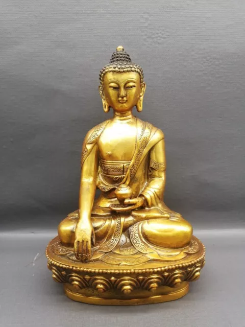 Chinese brass copper gilt handmade Sakyamuni buddha exquisite statue 103941