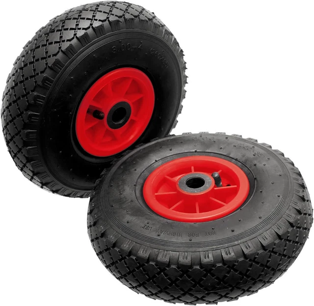Product Pro 2 X 10" Red Pneumatic Wheels 3.00-4 (260X85Mm) Needle Roller Bearing