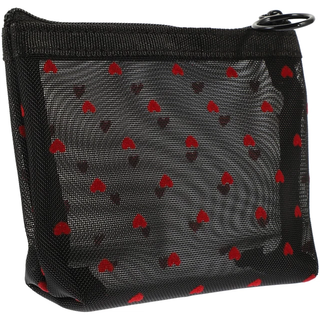 2x Mesh Kosmetiktaschen Quadratisch - Durchsichtige Reise-Organizer, 11,5x11,5x2 Cm, Netz-Make-up-Tasche