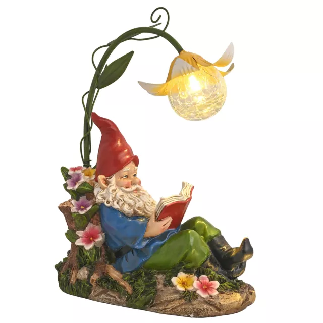 Garden Gnomes Statues Decorations for Yard with Solar Lights, Large Cute Gnom...