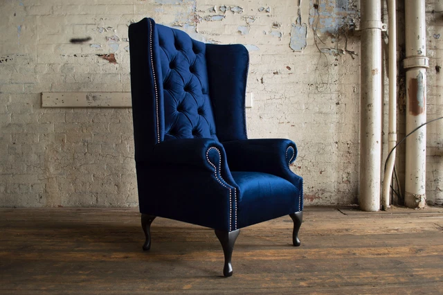 Navy queen anne chair deals