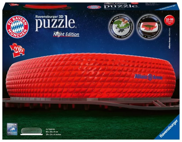 Ravensburger 3D Puzzle Allianz Arena bei Nacht 12530 - Bayern München...