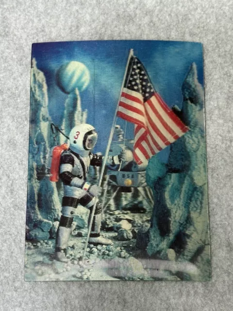 VTG Lenticular Postcard Memo From the Moon 1966 Hologram Unposted Astronaut