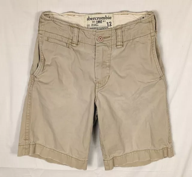 ABERCROMBIE & FITCH Beige Khaki Twill SHORTS Youth Boys 12