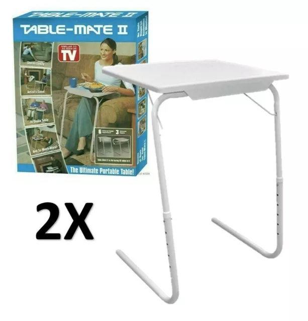 2X Adjustable Table Mate Ii Portable Tv Dinner Laptop Tray Folding Desk Sofa Bed