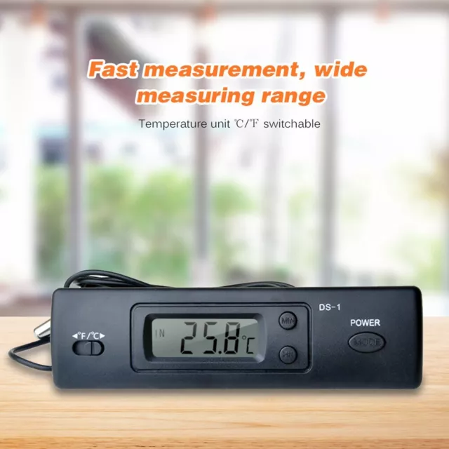 Thermomètre de voiture écran LCD horloge numérique multifonction affichage de 3