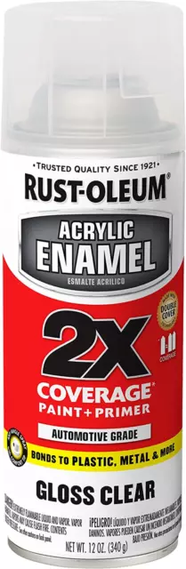 2X Acrylic Enamel Top Coat Spray Paint, Clear, 311 G