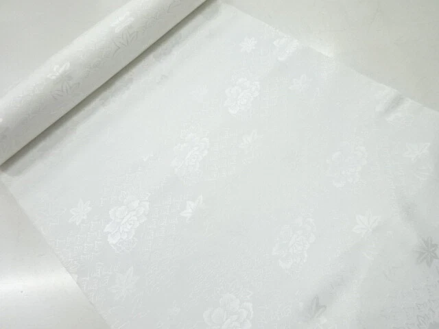 44870# Japanese Kimono / Bolt For Juban / Woven Seigaiha & Flowers