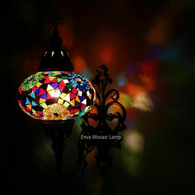 Lampe applique murale Turque en mosaïque Marocaine multicolore Tiffany grande