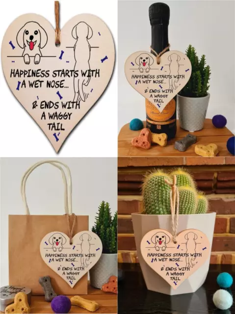 Handmade Wooden Hanging Heart Plaque Gift Perfect for Dog Lovers Pet...