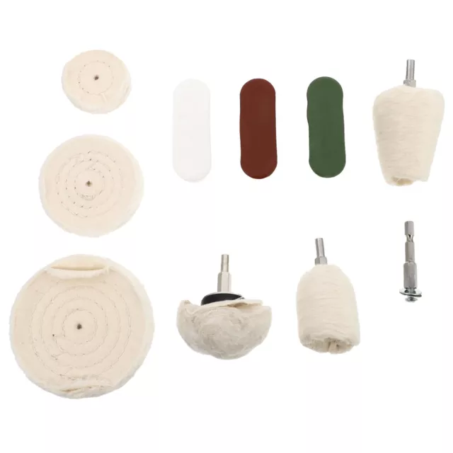 10 Pcs Buffing Wool Pads Wheel for Drill Polishing Cloth Combination Round
