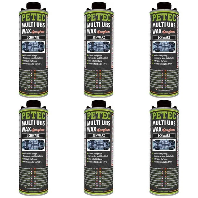 6 x Petec MULTI UBS WAX SCHWARZ Saugdose 1L 73420 Kriechwachs Steinschlagschutz
