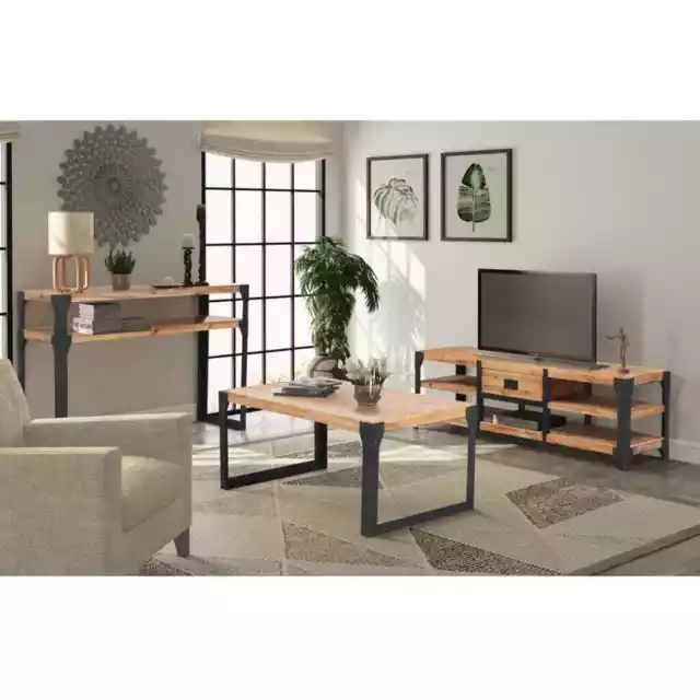 Conjunto de muebles salón 3 piezas madera maciza acacia vidaXL